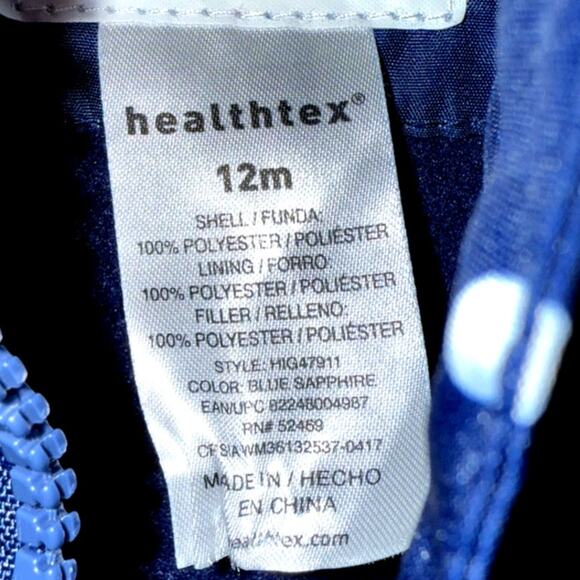 Healthtex Baby Puffer Coat | Navy, White Polka Dots 12M | Pockets - Picture 6 of 6